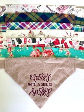 Classy With A Side Of Sassy 7 Triangular Pet Dog Bandanas NEW no tags